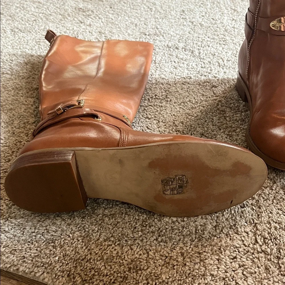 Michael Kors Cognac Brown Leather Riding Boots